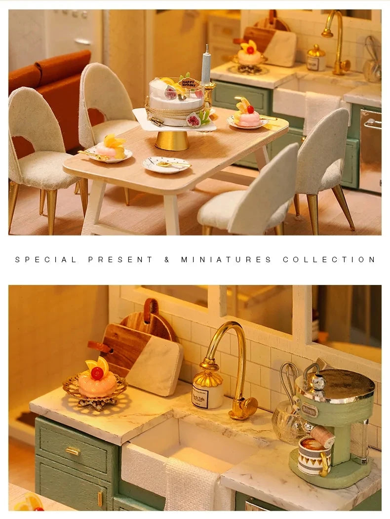 DIY Doll House Wooden Miniature Furniture Dollhouse Handmade house model assembly Toys for Children Birthday Gifts L031