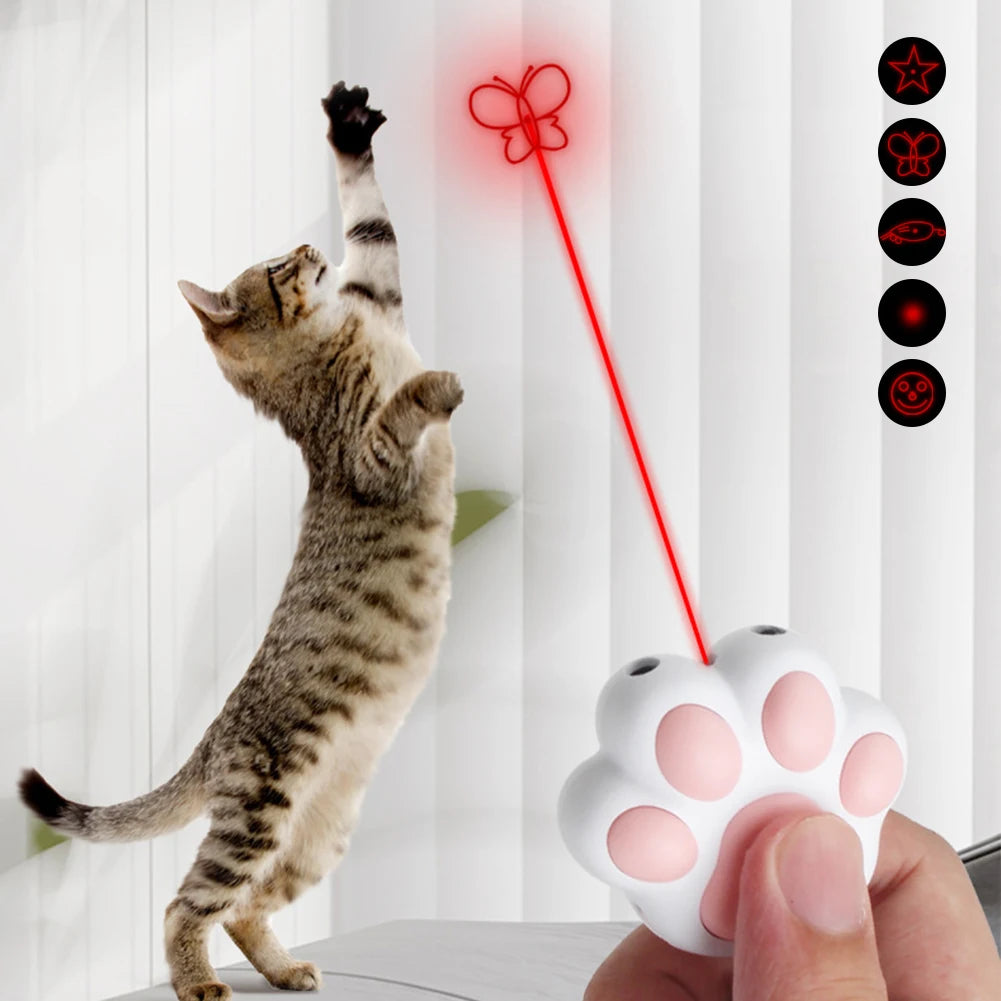 Pet Cat Toys Laser Toy Transform Pattern for Cats Interactive Funny Kitten Training Laser Toy With Flashlight USB C Rechargeable