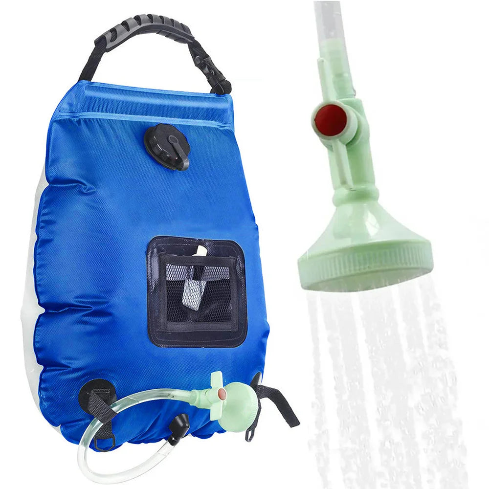 Solar Shower Bag 20L Outdoor Solar Heating Premium Camping Shower Bag Hot Water Temperature 45°C with Removable Hose Shower Head