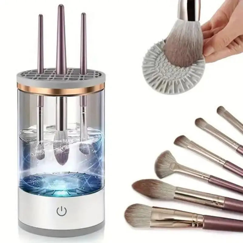 Portable Electric Makeup Brush Cleaning Machine Automatic Rotator with USB Charging Quick Drying Cosmetic Brush Cleaning Tool
