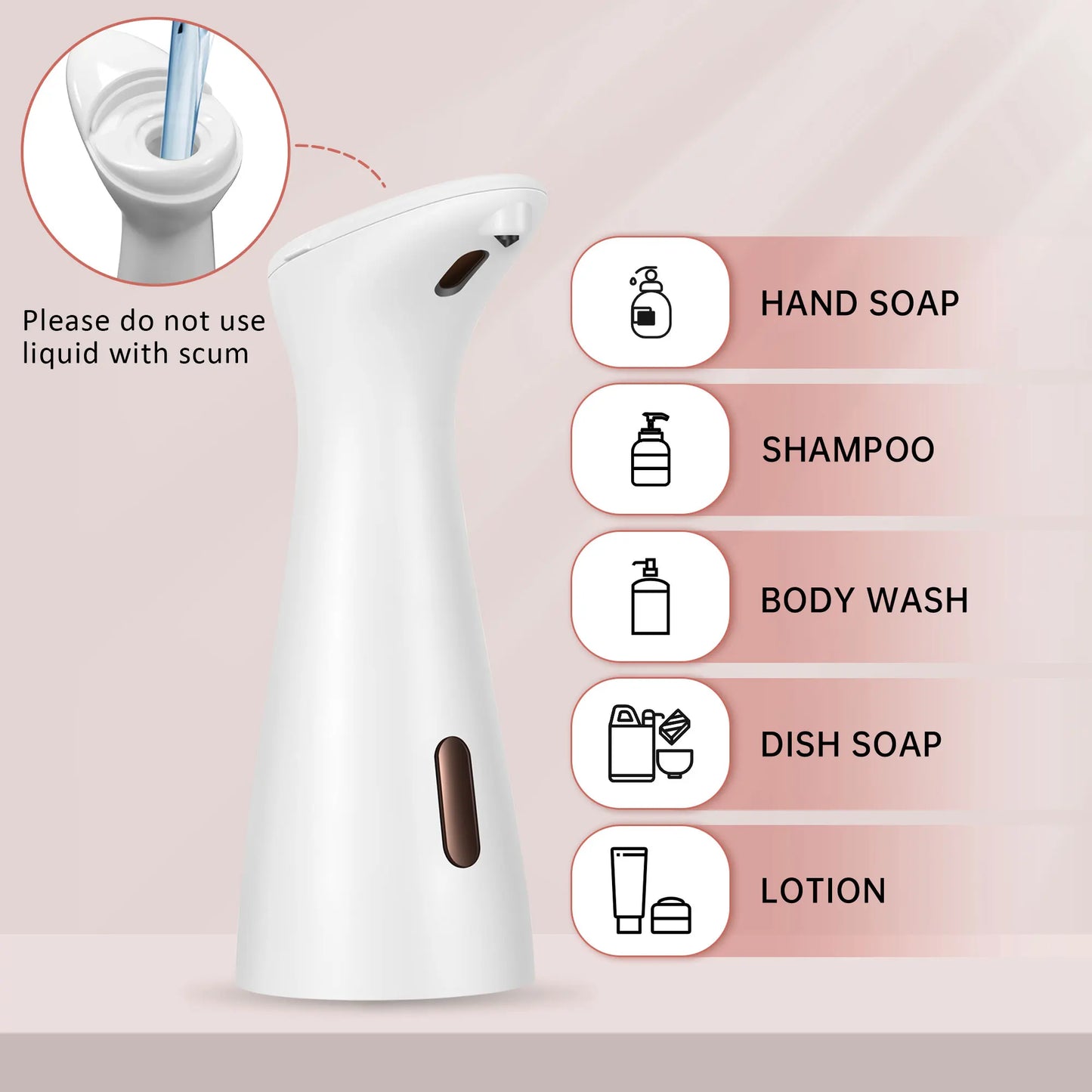Xiaomi Automatic Sensor Soap Dispenser Infrared Sensing 6.76 oz Battery Powered for Bathroom Kitchen Sink Hotel and Restaurant