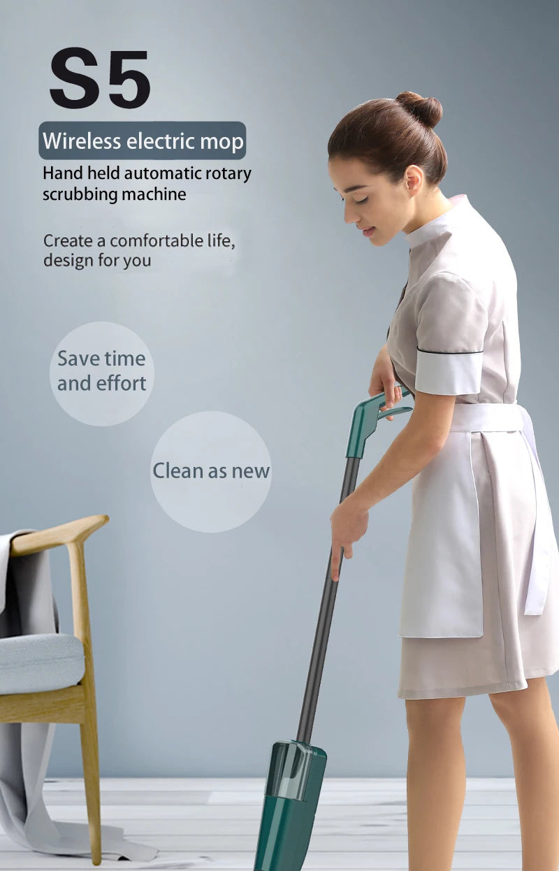 Electric Mop Dual-Motor Low Noise Electric Spin Mop with Water Tank USB Charging Cordless Handheld Mops Floor Cleaning Tool