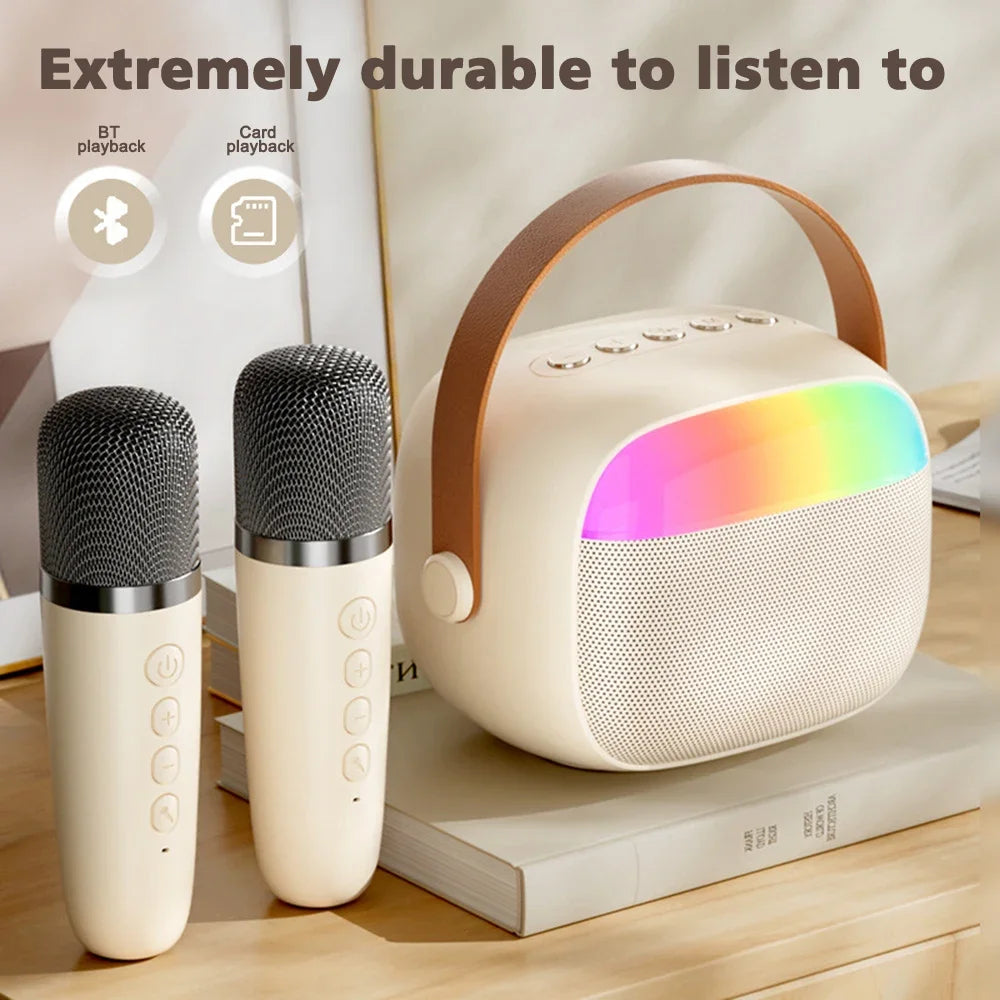 Portable Home Microphone And audio All-in-one Singing Karaoke With 2Mic Wireless Bluetooth Handheld Speaker Children's Gifts 