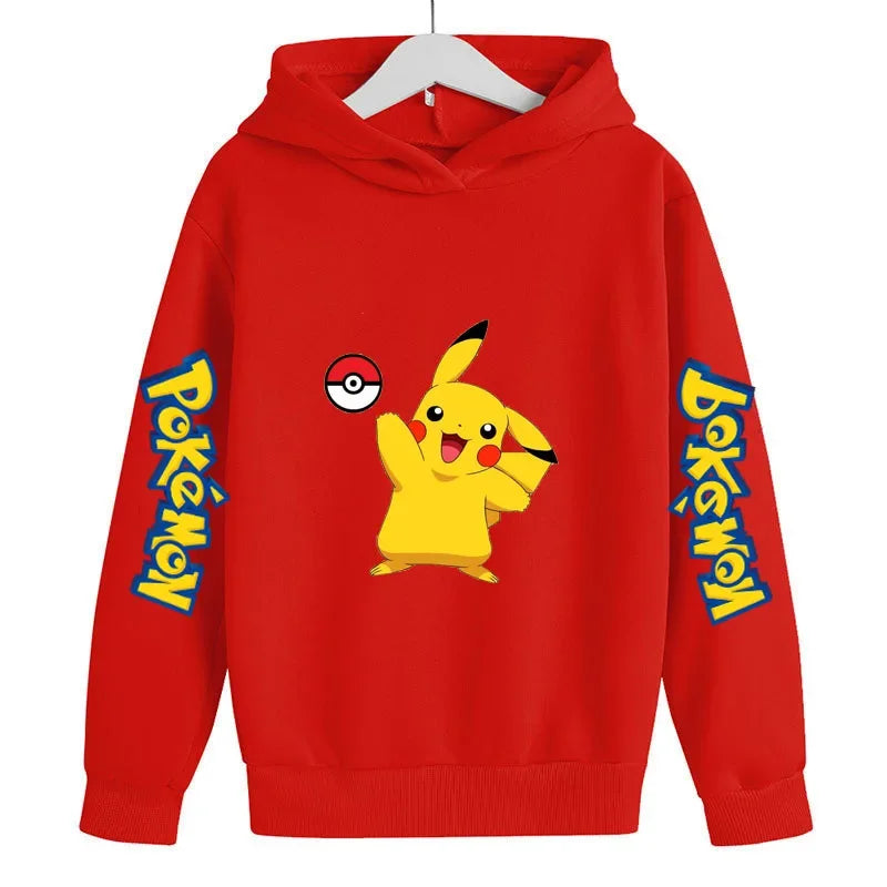 2024 Pokémon Pikachu Hoodies Sportwear Outdoor Sports Hooded Sports Shirt Casual Street Sweater Boys and Girls Birthday Gift