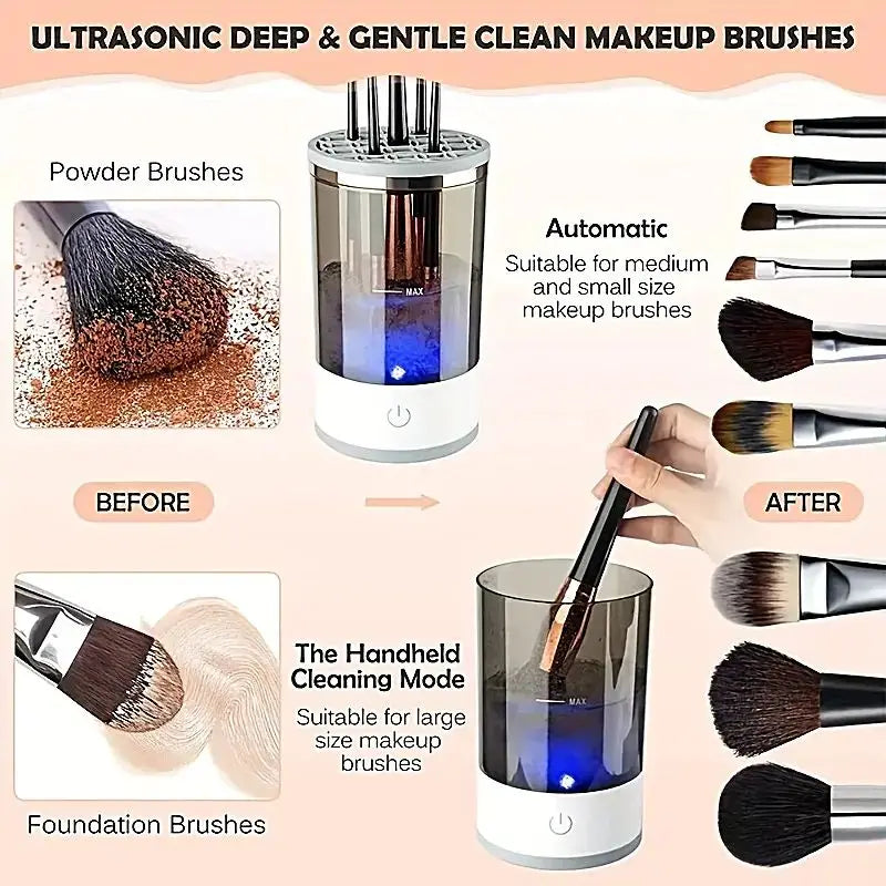 Portable Electric Makeup Brush Cleaning Machine Automatic Rotator with USB Charging Quick Drying Cosmetic Brush Cleaning Tool