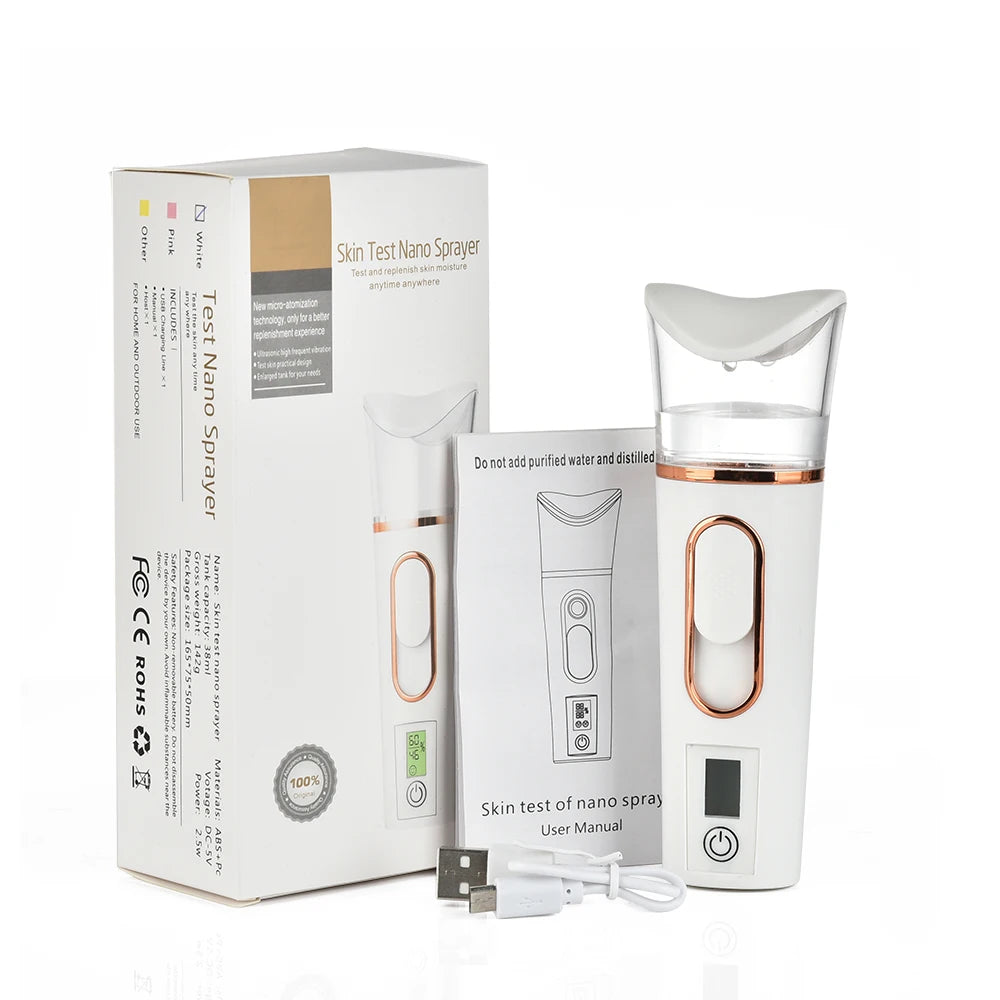 Mist Facial Sprayer Humidifier Rechargeable Nebulizer Face Steamer Moisturizing Skin Tester Beauty Instruments Skin Care Tools