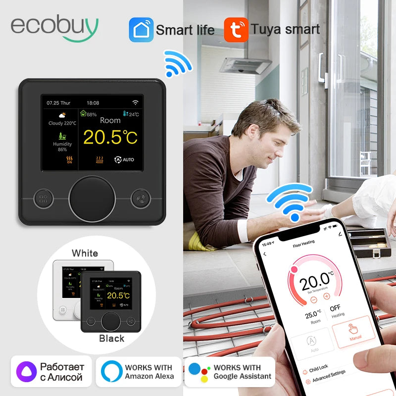 Tuya Smart Home Wifi Thermostat Floor Heating Thermostat Wifi Tuya Floor Heating Controller 220V Alexa Google Assistant Home