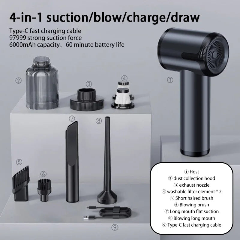 Xiaomi MIJIA 4 in 1 Car Vacuum Cleaner 2990000pa Powerful Handheld Clean Machine Wireless Portable Vacuum Clean Home Appliance