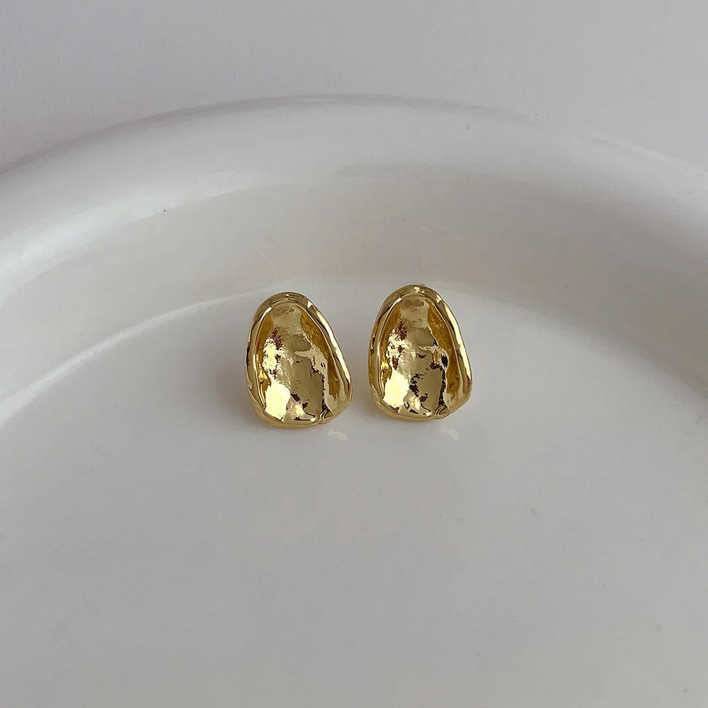 Bilandi Fashion Jewelry Two Size Metallic Stud Earrings For Women Female Gift Simply Design Accessories