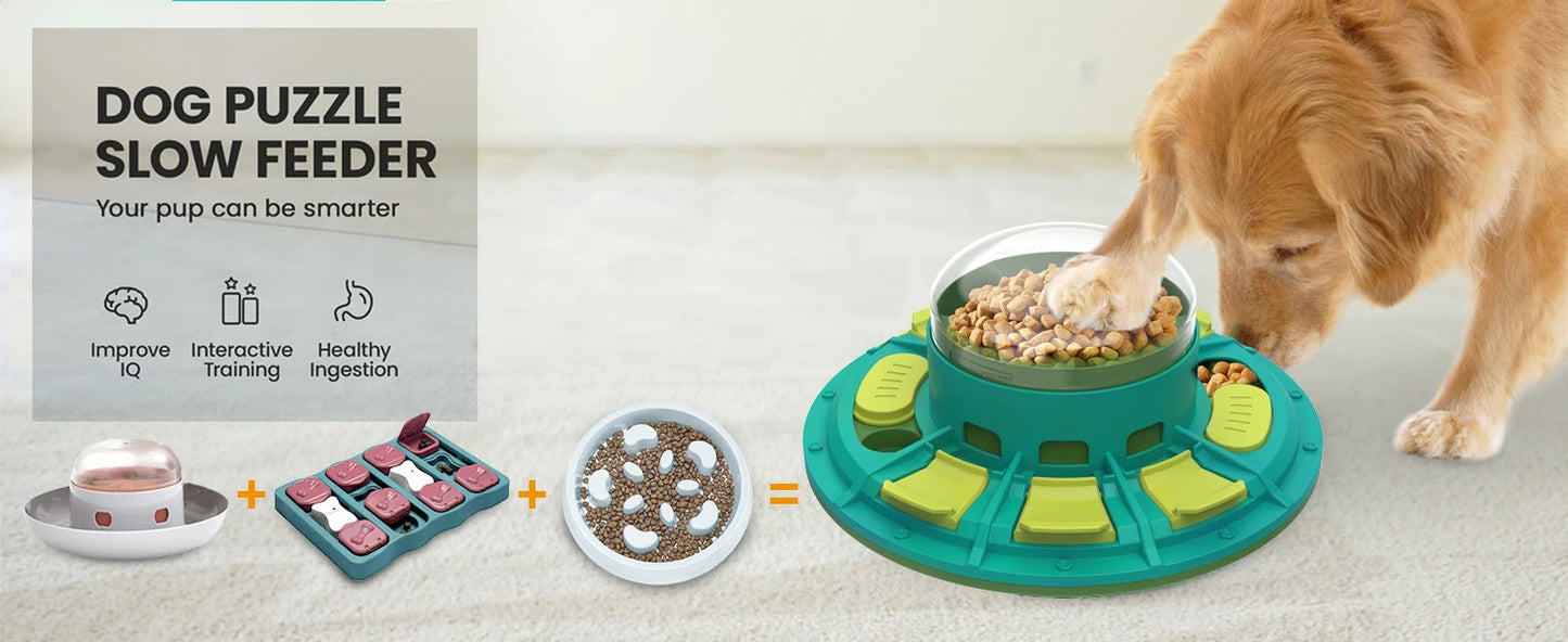 Interactive Dog Food Puzzle Toy & Slow Feeding 3 in 1 Dog Nail Scratch Board for Small Medium, and Large Dogs Brain Stimulation