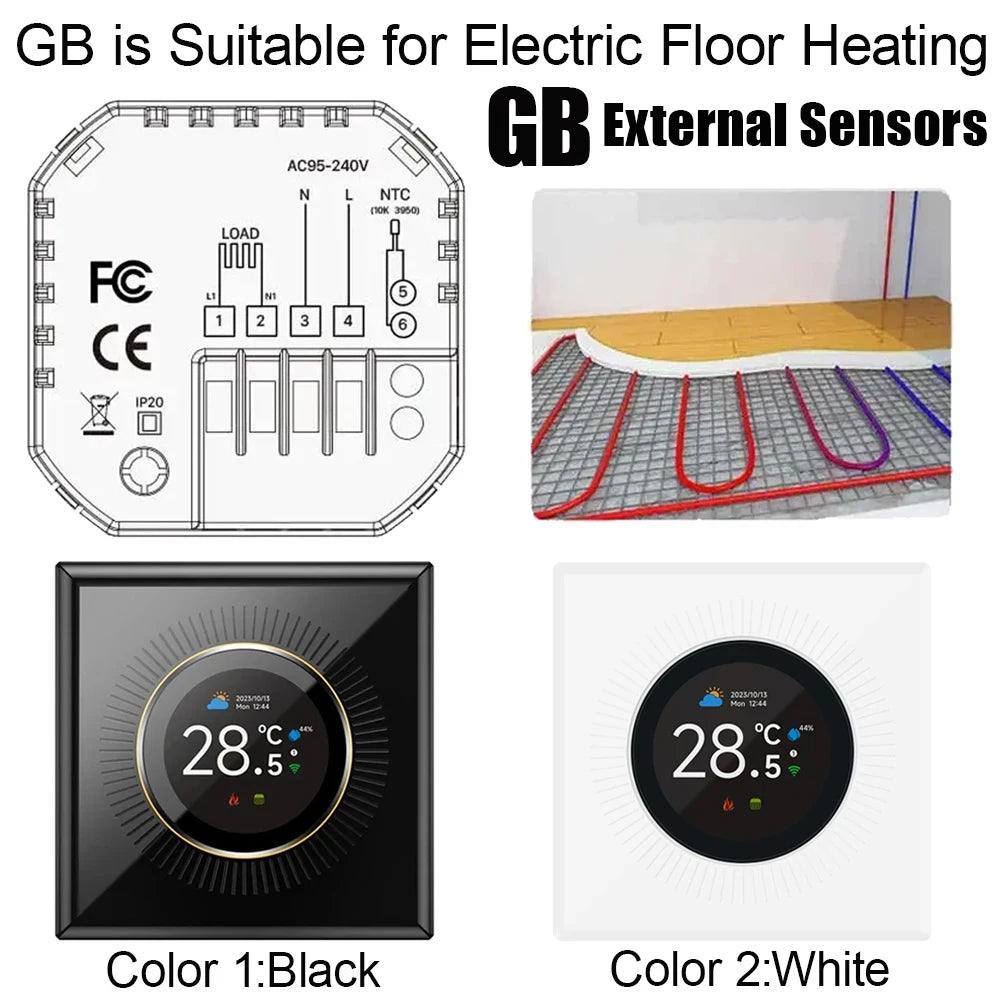 TUYA WiFi Smart Knob Thermostat Floor Heating Water Gas Boiler Home Room Programmabeating Water Gas Boiler for Alexa Google Home