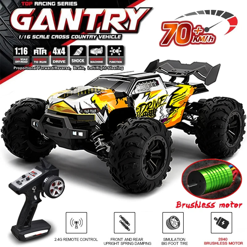 16102PRO Brushless 4WD RC Cars For Adults,1:16 Fast RC Cars With 70KM/H High-Speed Remote Control Car, All Terrain Off-Road Truc