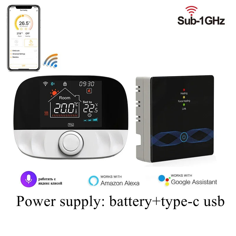 Tuya WiFi Thermostat RF Wireless Receiver Smart Remote Temperature Controller Works With Alexa Google Home For Water Gas Boiler