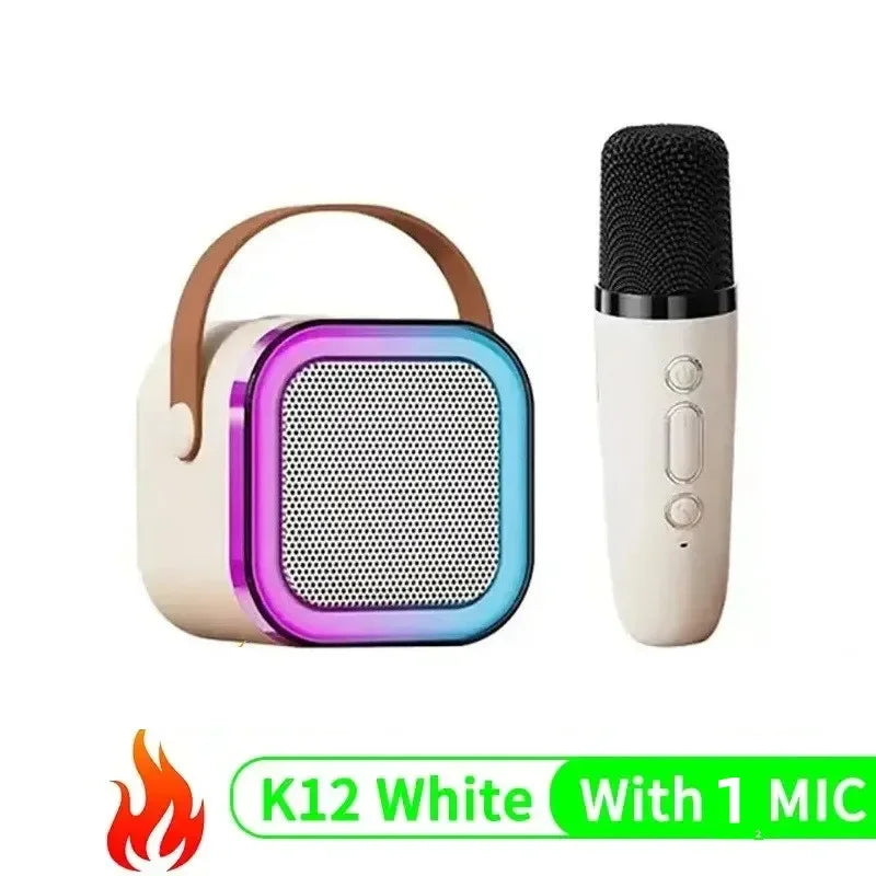 K12 Karaoke Machine Portable Bluetooth 5.3 PA Speaker System with 1-2 Wireless Microphones Home Family Singing Children's Gifts