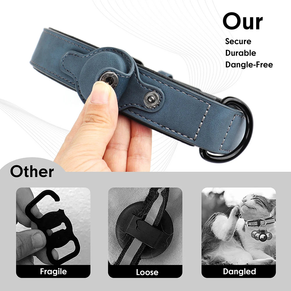 GPS Tracker Dog Collar PU Leather Dog Collars Anti-lost Pet Pug Chihuahua Necklace Adjustable for Small Medium Large Dogs