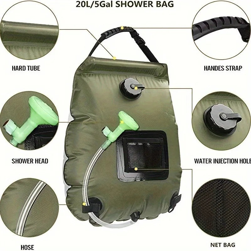 20L Shower Bag Solar Heated Water Storage Bag Suitable For Outdoor Travel Mountain Climbing And Hiking Beach Picnics and Picnics