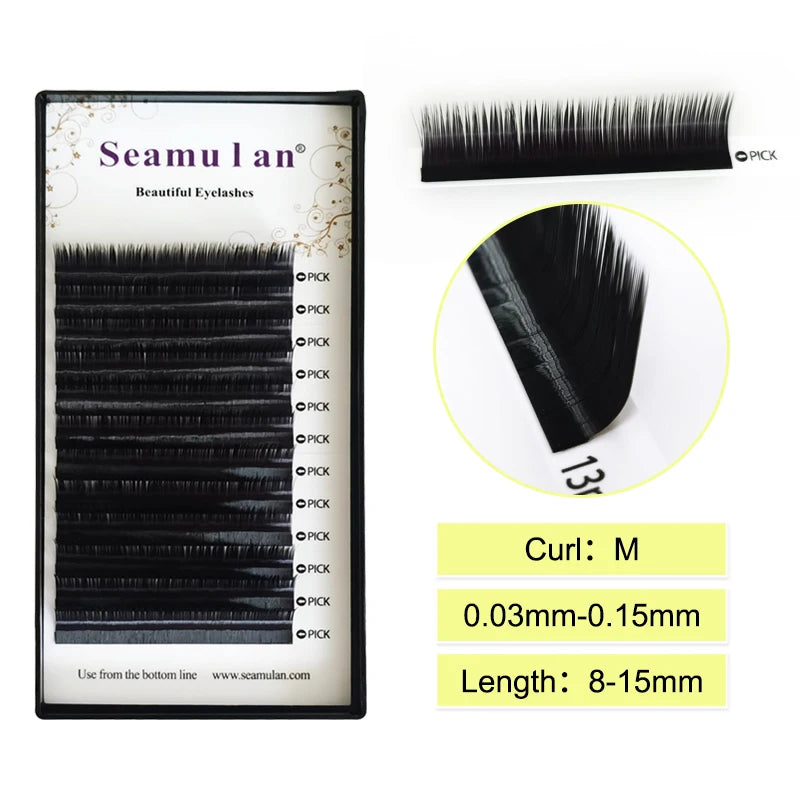 M Curl Eyelashes Extensions Artificial Mink False Eyelash Soft Natural Makeup Lash Extension Black Matte For Professionals
