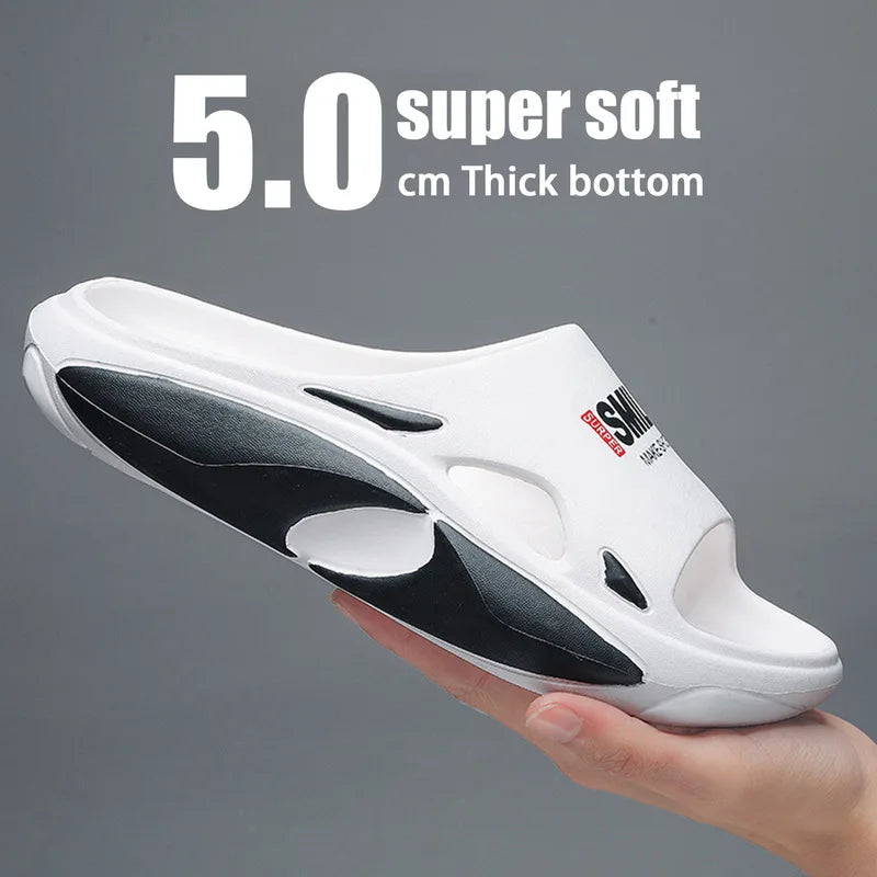 Shevalues New Fashion Men Slippers Summer 2023 Outdoor Beach Slipper Soft Wear-resistant Trendy Slides Home Comfort Flip Flops