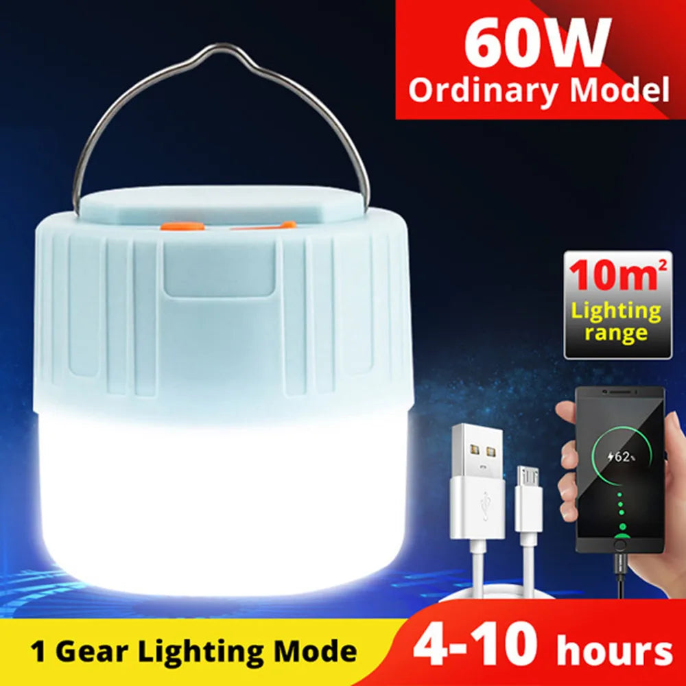 Solar LED Camping Light Waterproof Outdoor Emergency Tent Lights Portable USB Rechargeable Tent Lamp Market Energy Saving Bulb