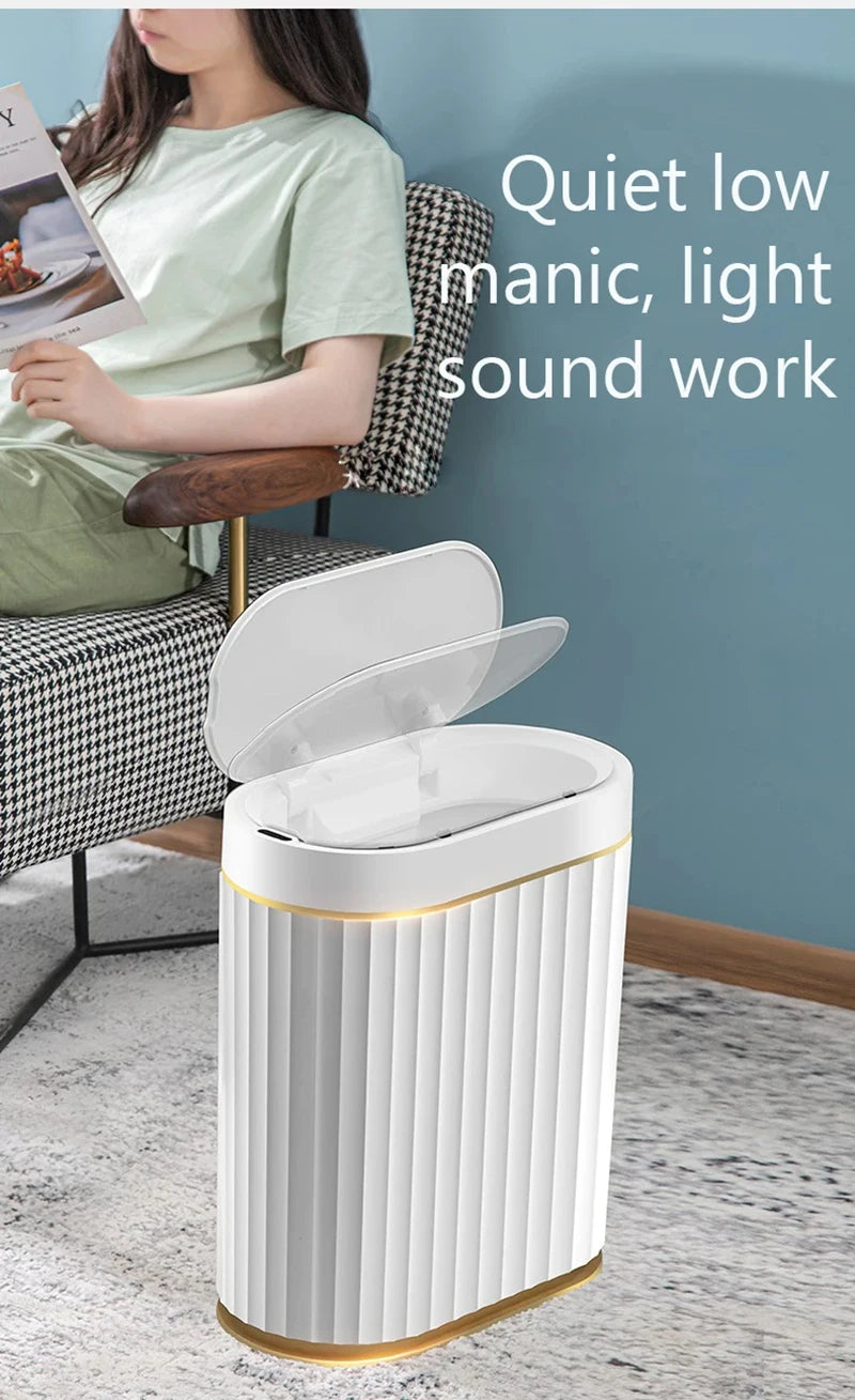 7L Smart Sensor Trash Can For Kitchen Garbage Tin For Bathroom Light Luxury Family Living Room Cracks Trash Bin Cubo Basura