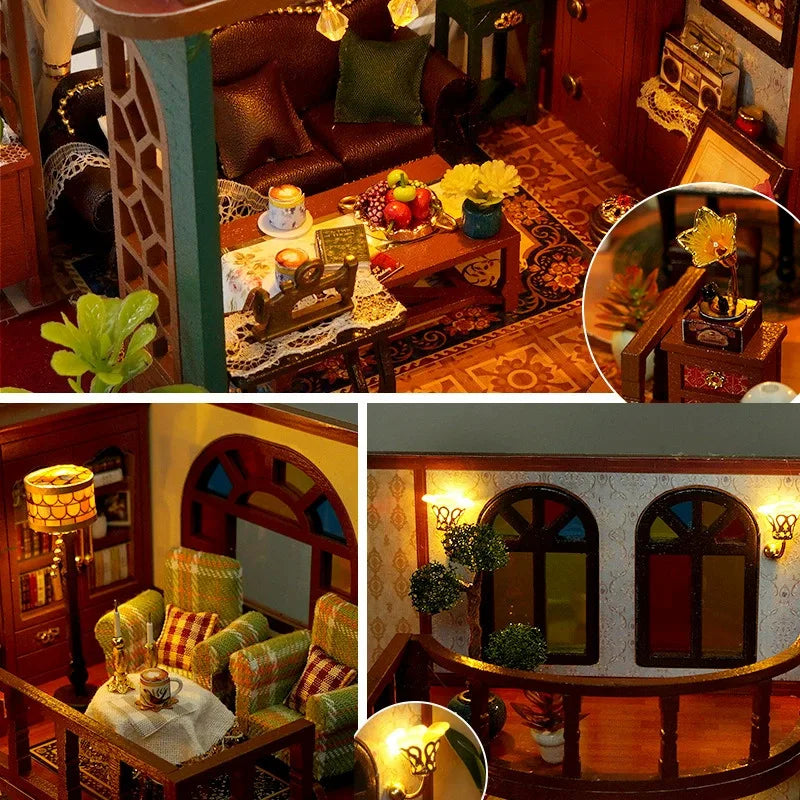 Chinese Wind DIY Dollhouse Loft House Model dollhouse miniatures