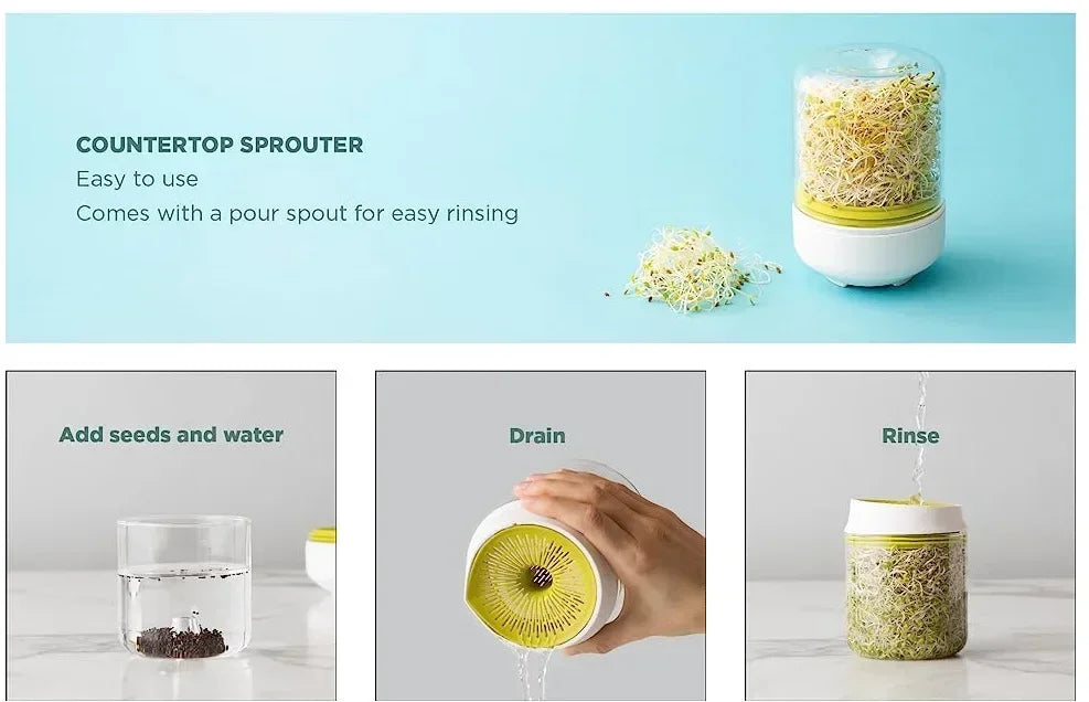 Countertop Sprouter Sprouts Growing Kit Reusable Household Kitchen Bean Plants Sprouting System Seeds Container Supplies