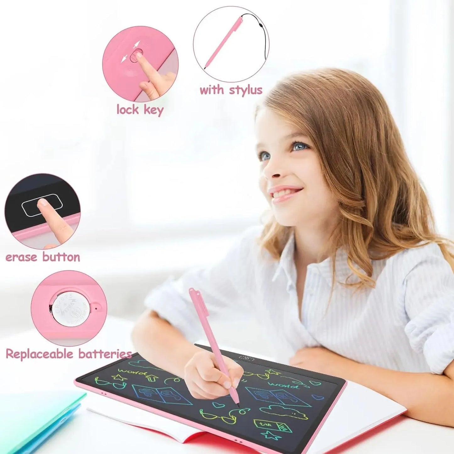 16inch/41cm USB Rechargeable LCD Writing Tablet, USB Charging, Educational Birthday Gift,Safe & Perfect as a Birthday, Christmas