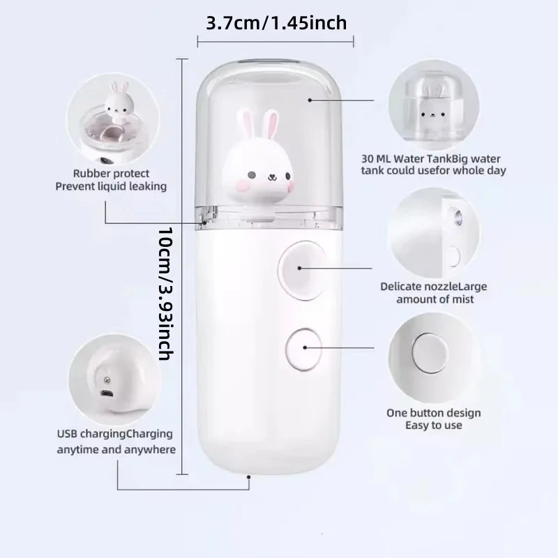 USB Mini Humidifier Facial Steamer Moisturizing Mist Sprayer Rechargeable Nebulizer Beauty Instruments Face Skin Care Tools
