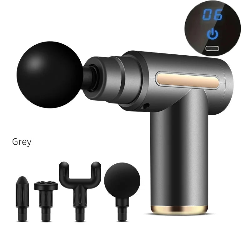 4-Head Portable Fascia Gun Deep Tissue Massage Mini Lightweight Adjustable Speed Whole Body Massage Equipment