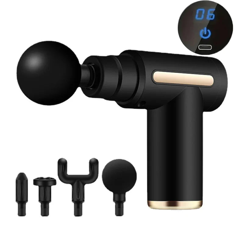 4-Head Portable Fascia Gun Deep Tissue Massage Mini Lightweight Adjustable Speed Whole Body Massage Equipment