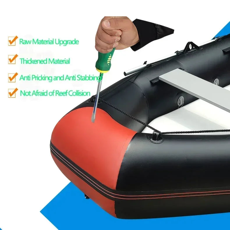 IHOMEINF 1.75~3.6m Inflatable Fishing Boat PVC 0.7mm Thickened Kayak Canoe 1~6 Persons Rubber Drifting Boat