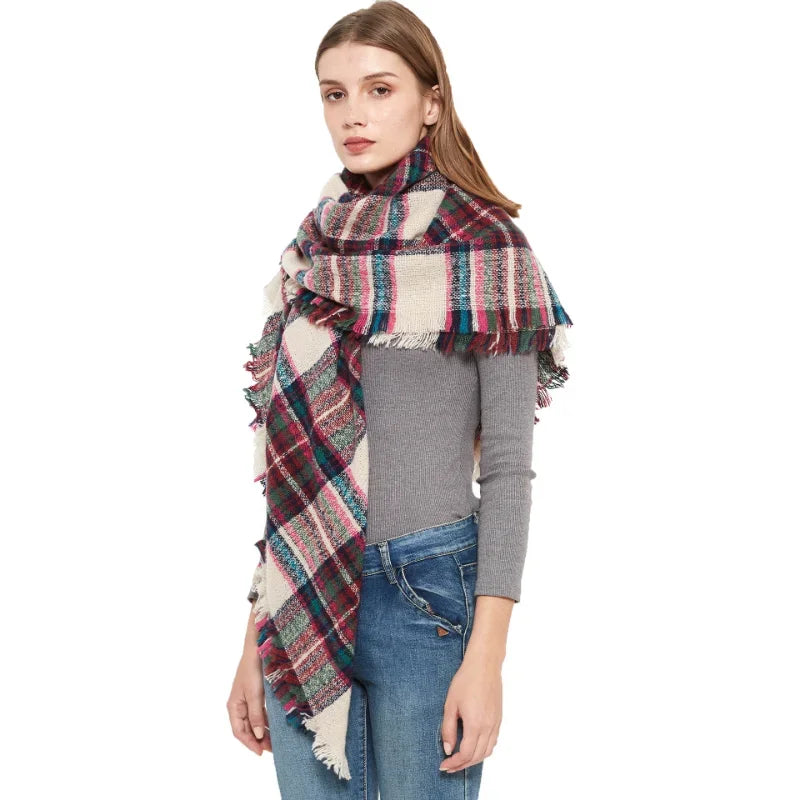Newest Designer Scarf women luxury Plaid Scarves Shawls Brand Knitted Cashmere Bufandas Invierno Mujer Fashion Bandana Wrap