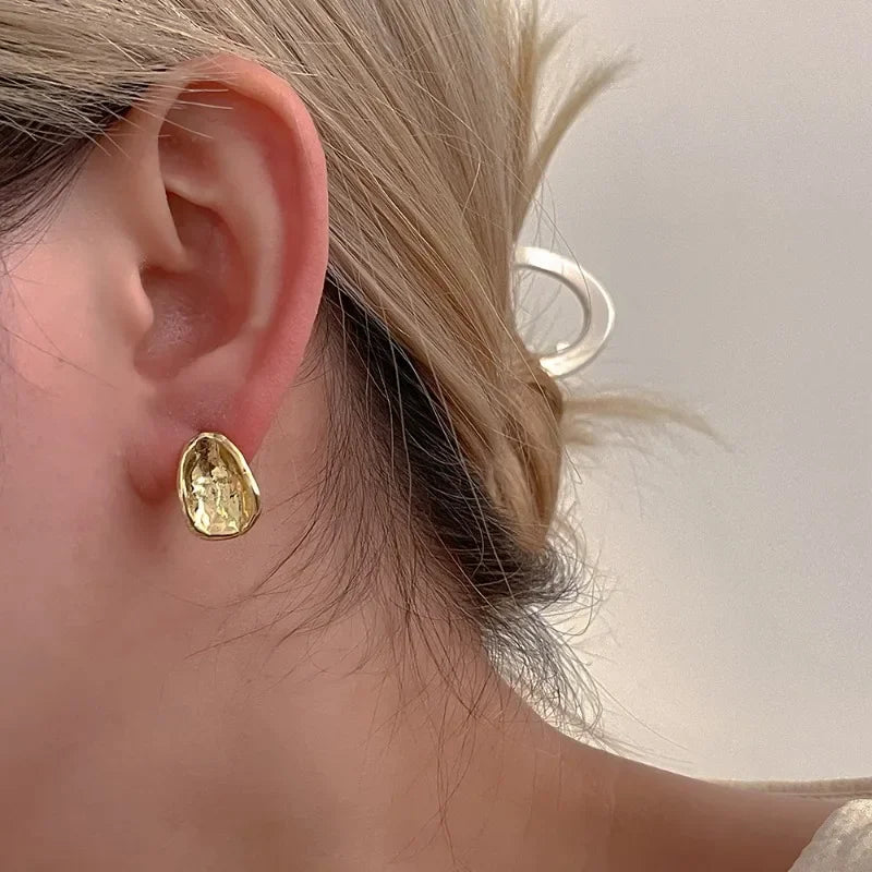 Bilandi Fashion Jewelry Two Size Metallic Stud Earrings For Women Female Gift Simply Design Accessories