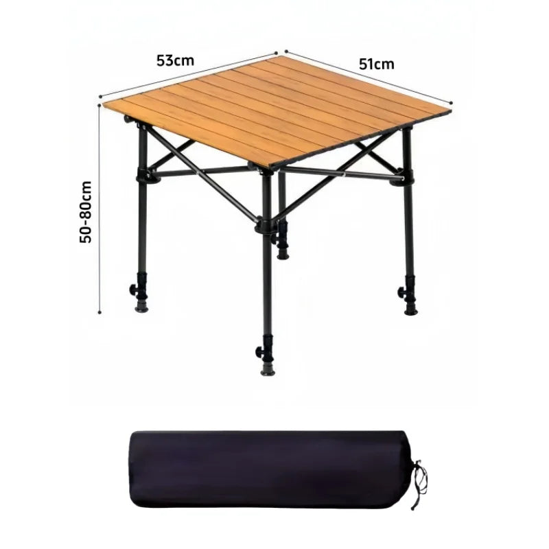 Outdoor Folding Long Table Practical Height Adjustable Camping Table Portable Lightweight Roll Tables With Storage Drawer