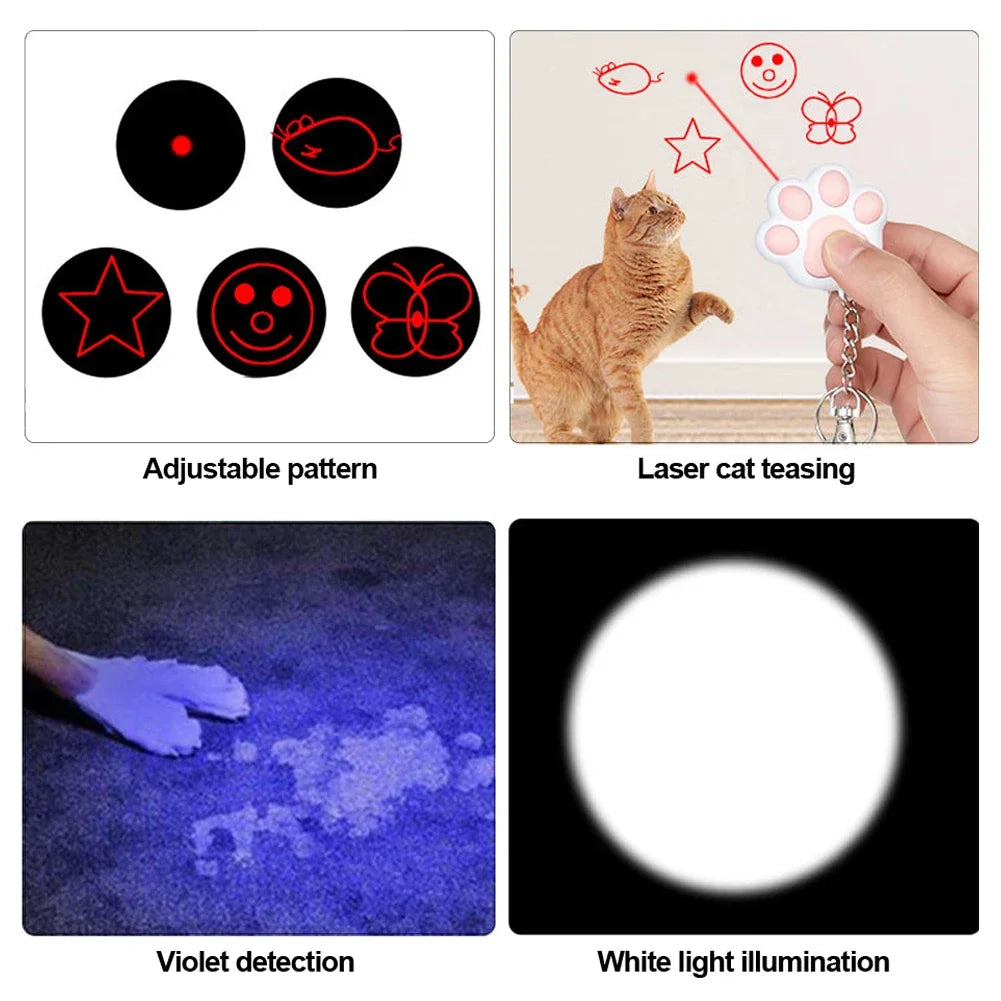 LED Cute Laser Transform Pattern Pet Cat Toys USB Rechargeable Toy Interactive Bright Animation Pointer Light Pen Training Toys