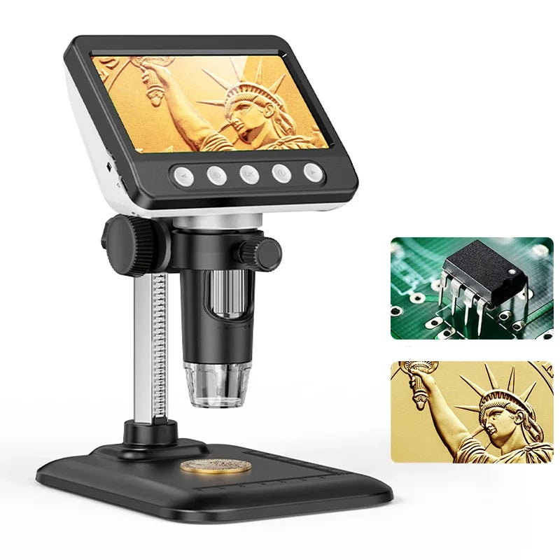 4.3inch LCD Digital Microscope 1000X Video Microscope for Adult with 8LEDs Soldering Microscope for Repair,pcb,plants Microscope