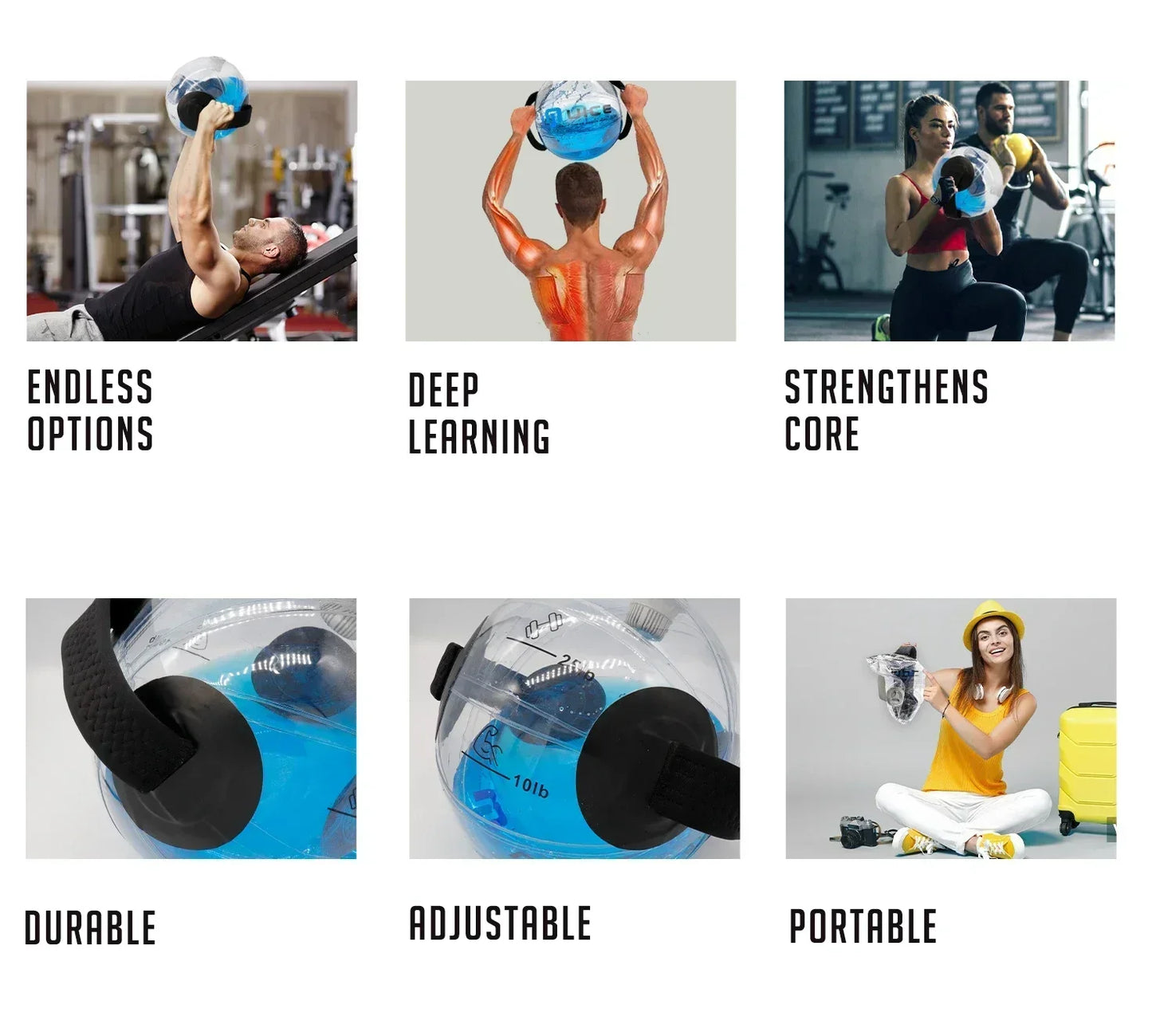 Gym Accessories Aquabag Fitness 15KG Fitness Aqua Ball Weightlifting Sports Water Heavy Duty Power Bags Water Sports