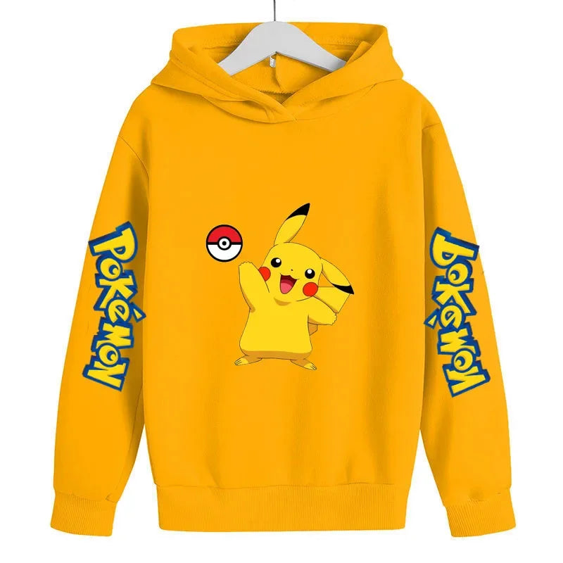 2024 Pokémon Pikachu Hoodies Sportwear Outdoor Sports Hooded Sports Shirt Casual Street Sweater Boys and Girls Birthday Gift