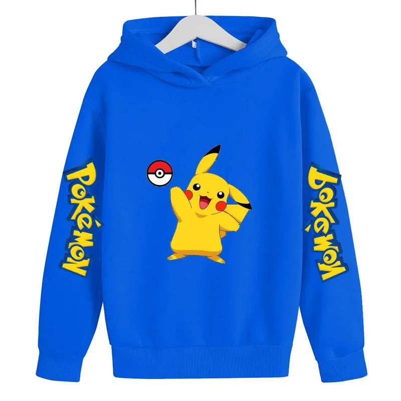2024 Pokémon Pikachu Hoodies Sportwear Outdoor Sports Hooded Sports Shirt Casual Street Sweater Boys and Girls Birthday Gift
