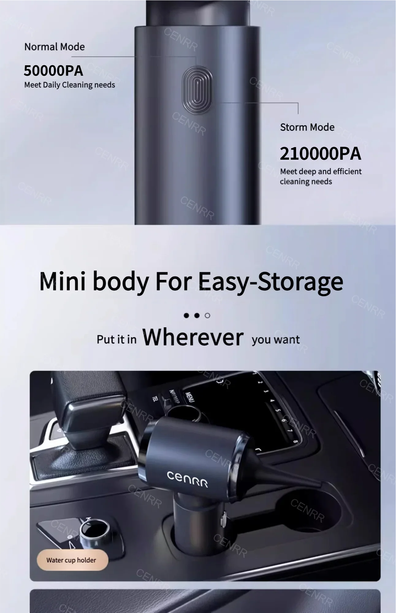 CENRR Car Vacuum Cleaner High Suction 210000PA Wireless Vacuum Cleaner Cordless Vacuum Cleaner High Pressure Cleaning Machine