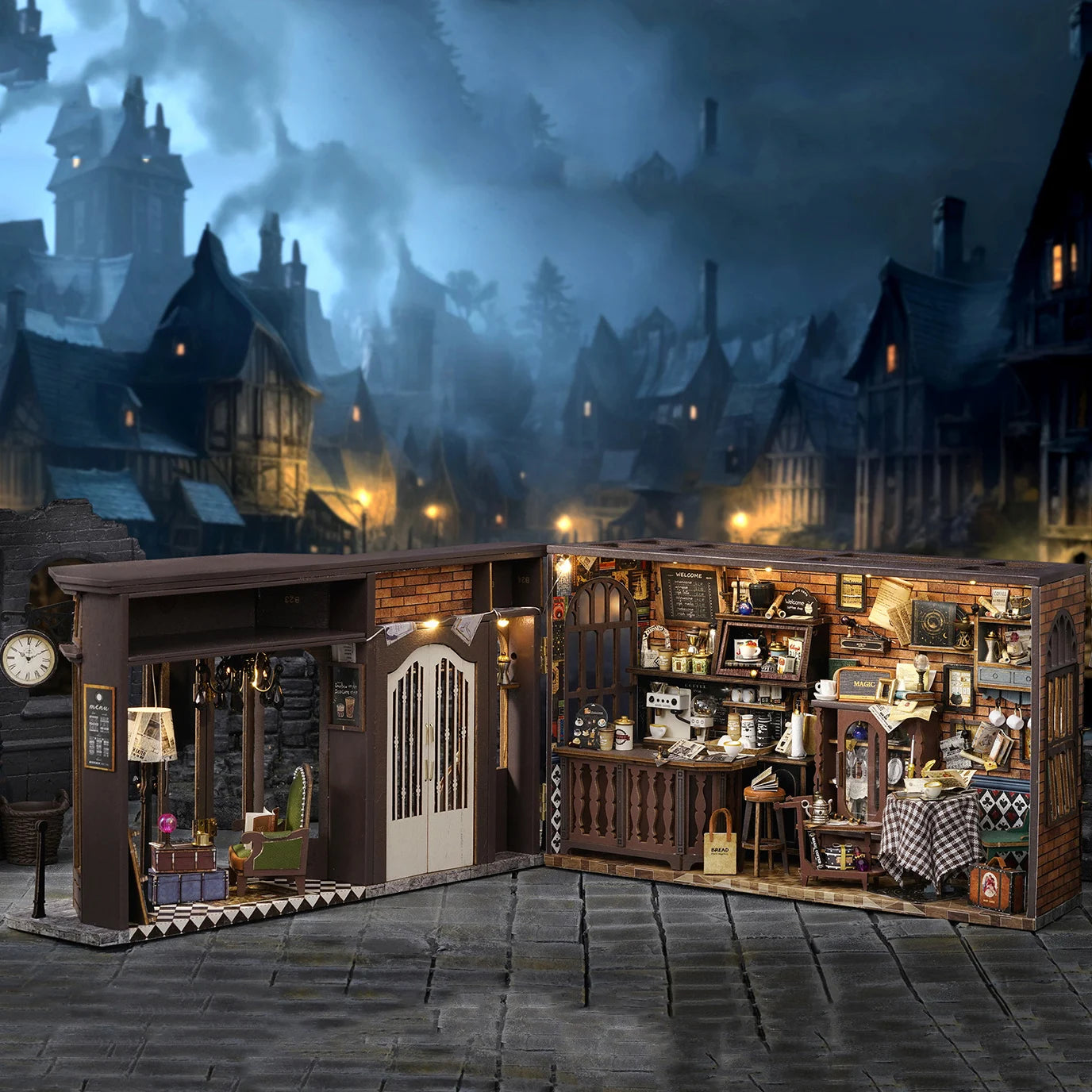 Diy Wooden Doll Houses Magic Coffee Shop Casa Miniature Building Kit Villa Dollhouse With Furniture Led Lights For Girls Gifts