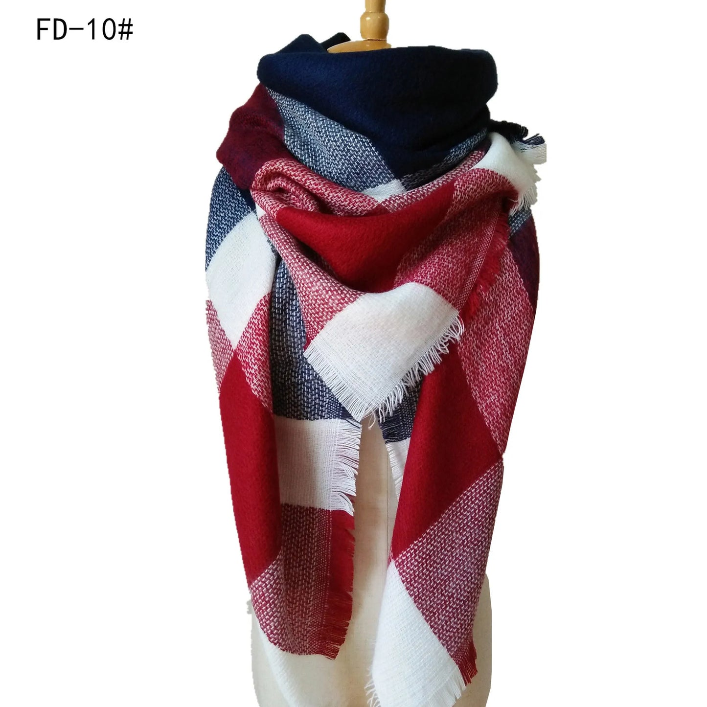 2024 New European and American Autumn and Winter New Yellow Grey Imitation Cashmere Large Grid Square Scarf, Women's Large Size
