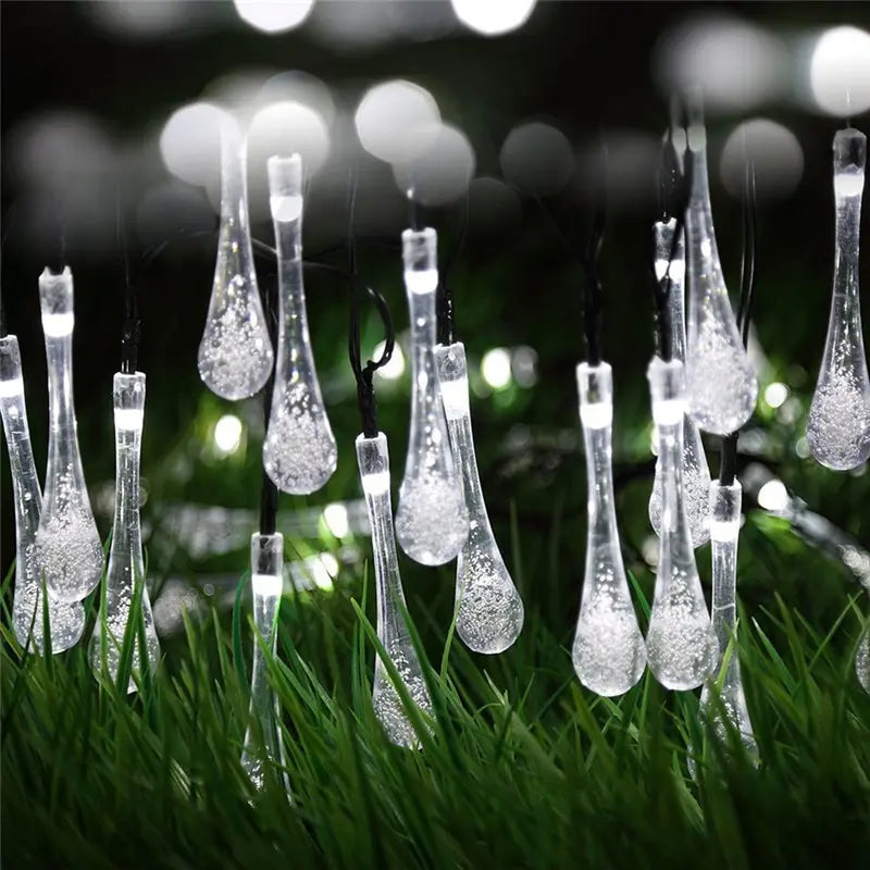 4/6M LED Droplet Bulb Lights Outdoor Waterproof Garden Light Garland Wedding Party Lawn Christmas Decoration Solar Power Lamp