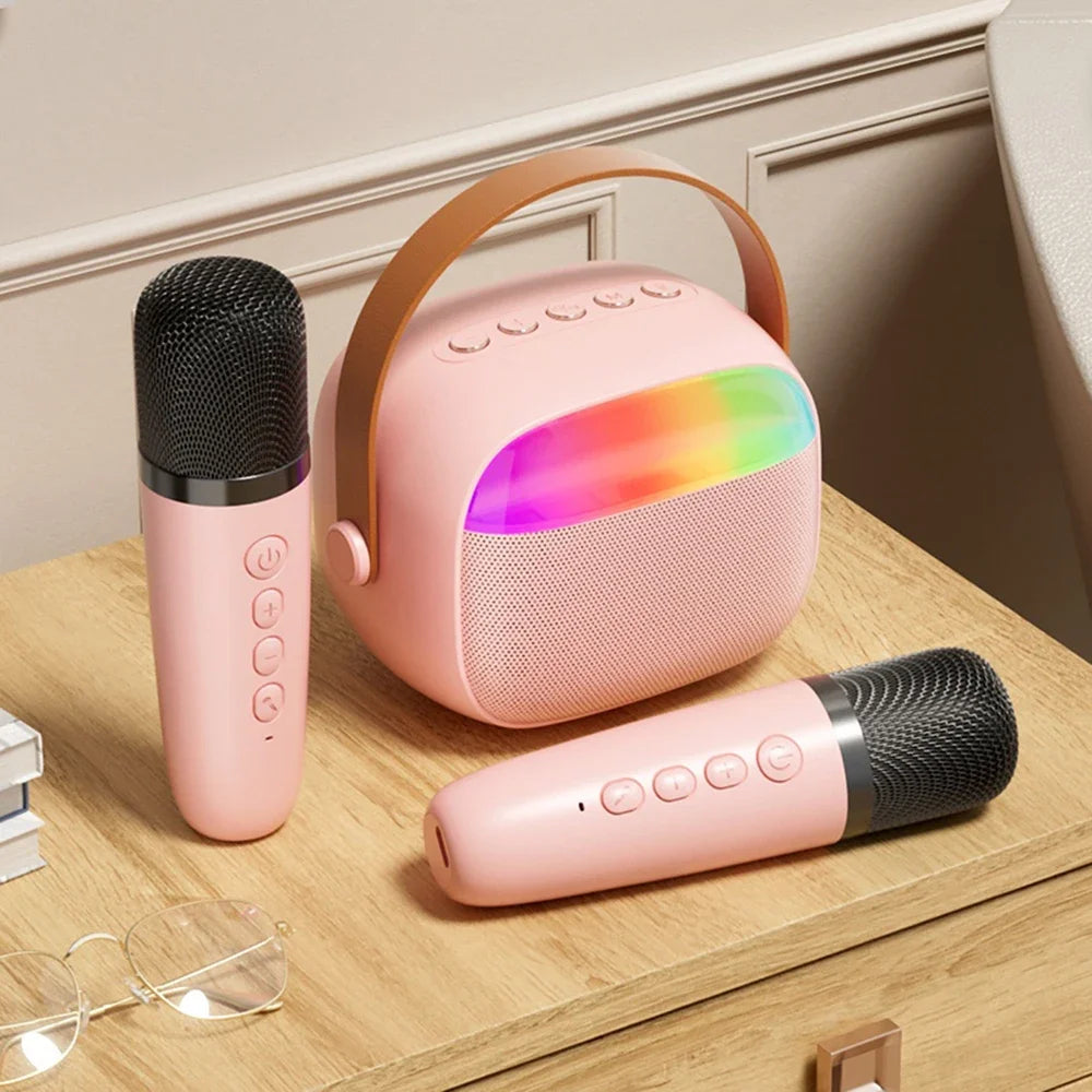 Portable Home Microphone And audio All-in-one Singing Karaoke With 2Mic Wireless Bluetooth Handheld Speaker Children's Gifts 
