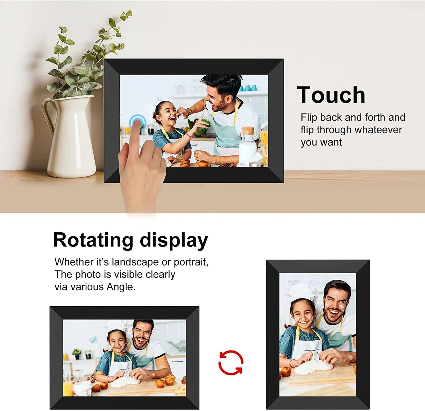 Digital Frame 10.1 Inch Uhale Frameo Digital Photo Frame WiFi 32GB/64GB Large Storage1280 x 800 HD IPS Touch Screen Auto-Rotate