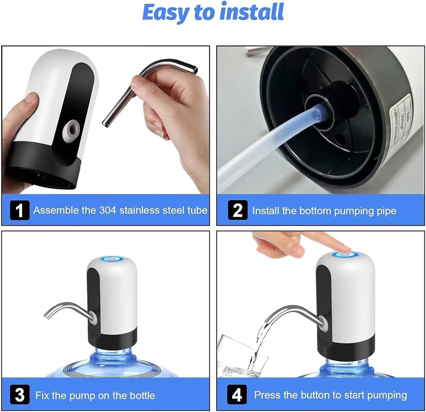 Water Bottle Pump 5 Gallon Portable Electric Water Dispenser Switch Mini Water Jug Dispenser for Camping Kitchen Home Kitchen