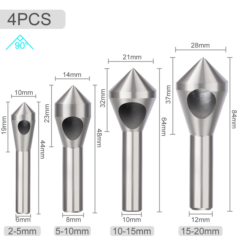 CMCP HSS Deburring Chamfering Cutter Countersink Drill Bits Smooth Hole Metal 90 Degree Round Shank Hole Cutter For Metalworking