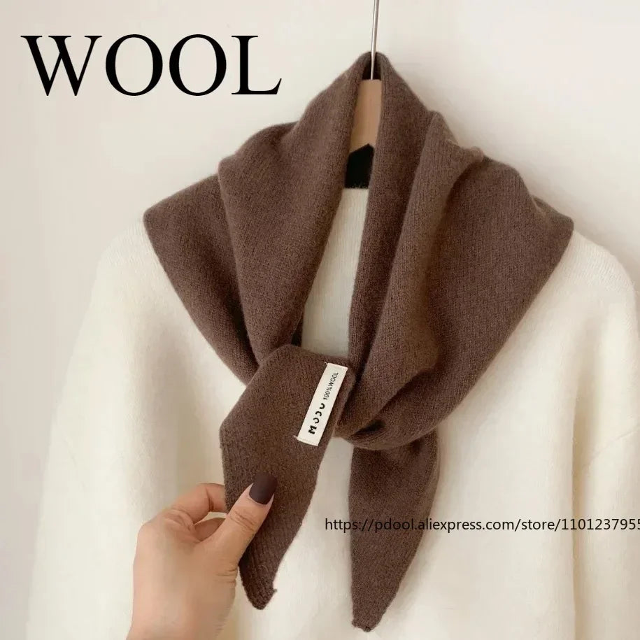 British Korean Triangle Scarf Niche Wool Triangular Scarf Women Headscarf Knitted Scarf Multi-functional Warm Knitted Scarf