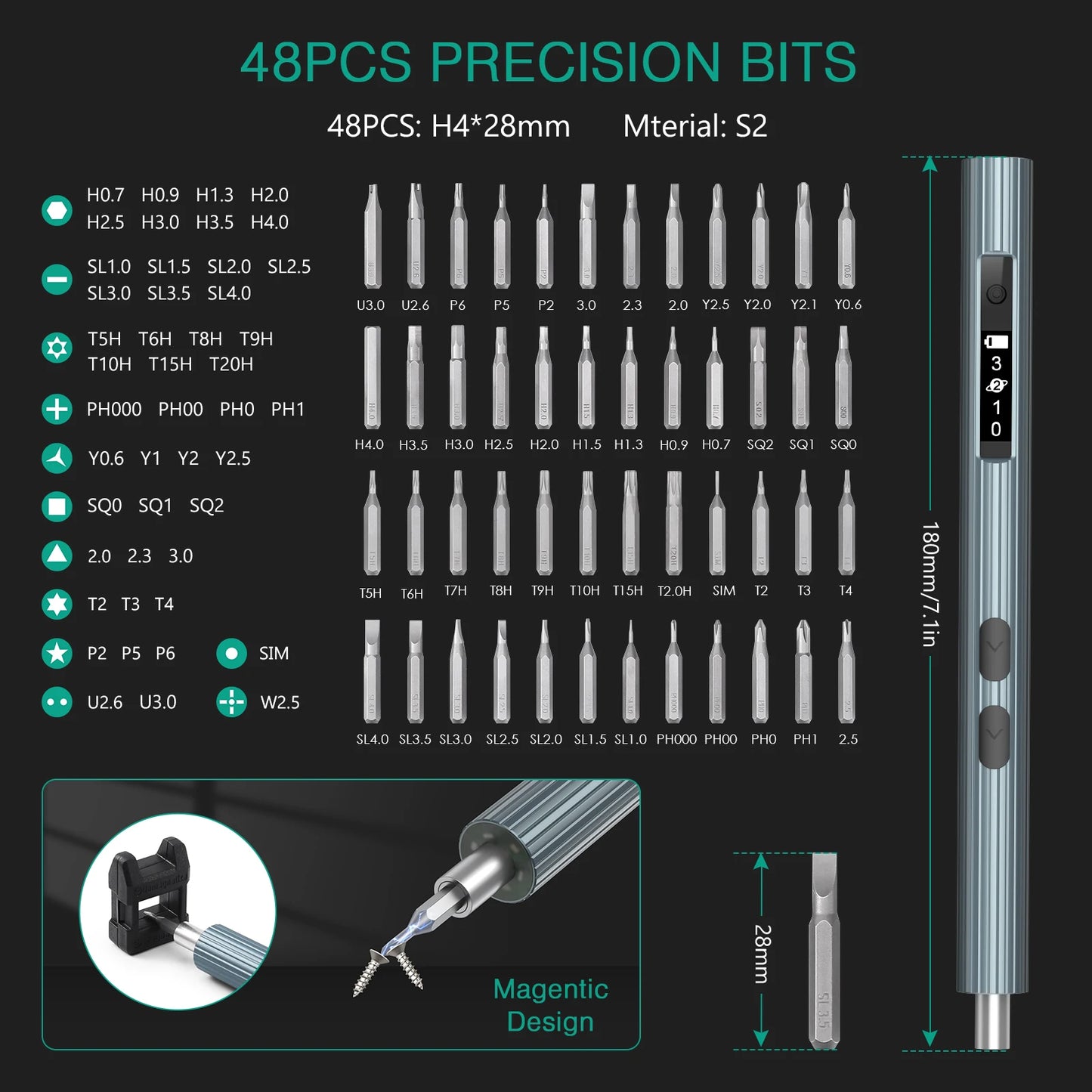 ORIA Precision Electric Screwdriver Set 52 in 1 Cordless Repair Tool with Charging Dock Screw Driver Set Bits for Phone Laptop