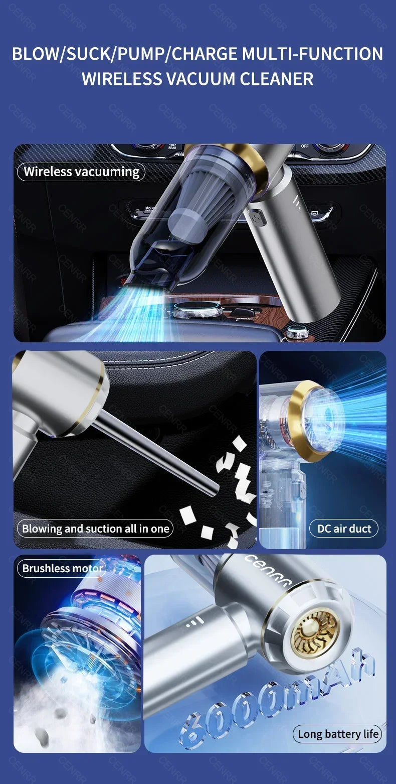 CENRR 998000PA Car Vacuum Cleaner Strong Suction Cordless Wireless Cleaner Handheld Portable Vacuum Cleaner Cleaning Machine